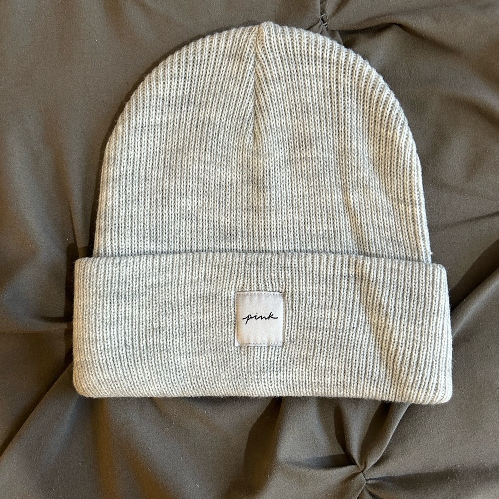 PINK Victoria's Secret Gray Knit Beanie